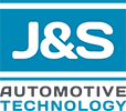 Logo von J&S Automotive Technology mit blauem Schriftzug J&S im Kasten und den Worten Automotive Technology darunter